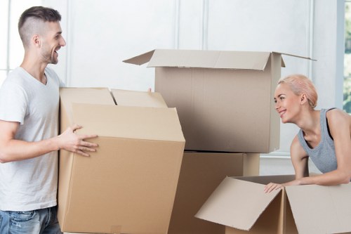 Packed household items ready for storage during a move